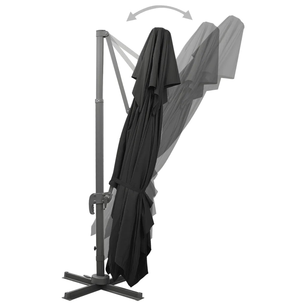 Ombrellone da giardino a sbalzo con doppio piano nero 400x300 cm 312377