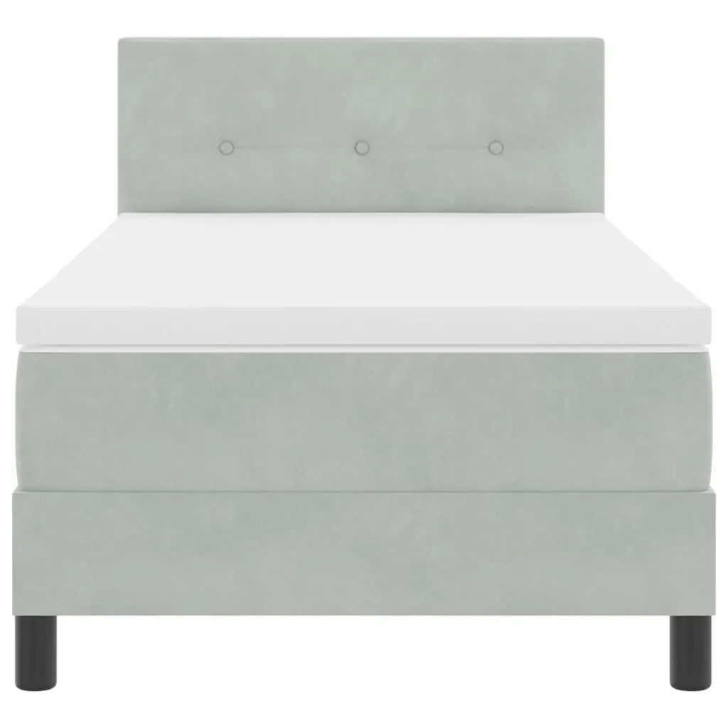 Letto a molle con materasso-Struttura Letto con Materasso Grigio chiaro 90 x 200 cm Velluto 626482