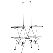 Stendibiancheria pieghevole con rotelle grande spazio asciugatura acciaio inossidabile ¨C Minimal ¨C 138.5x63x208 cm argento nero