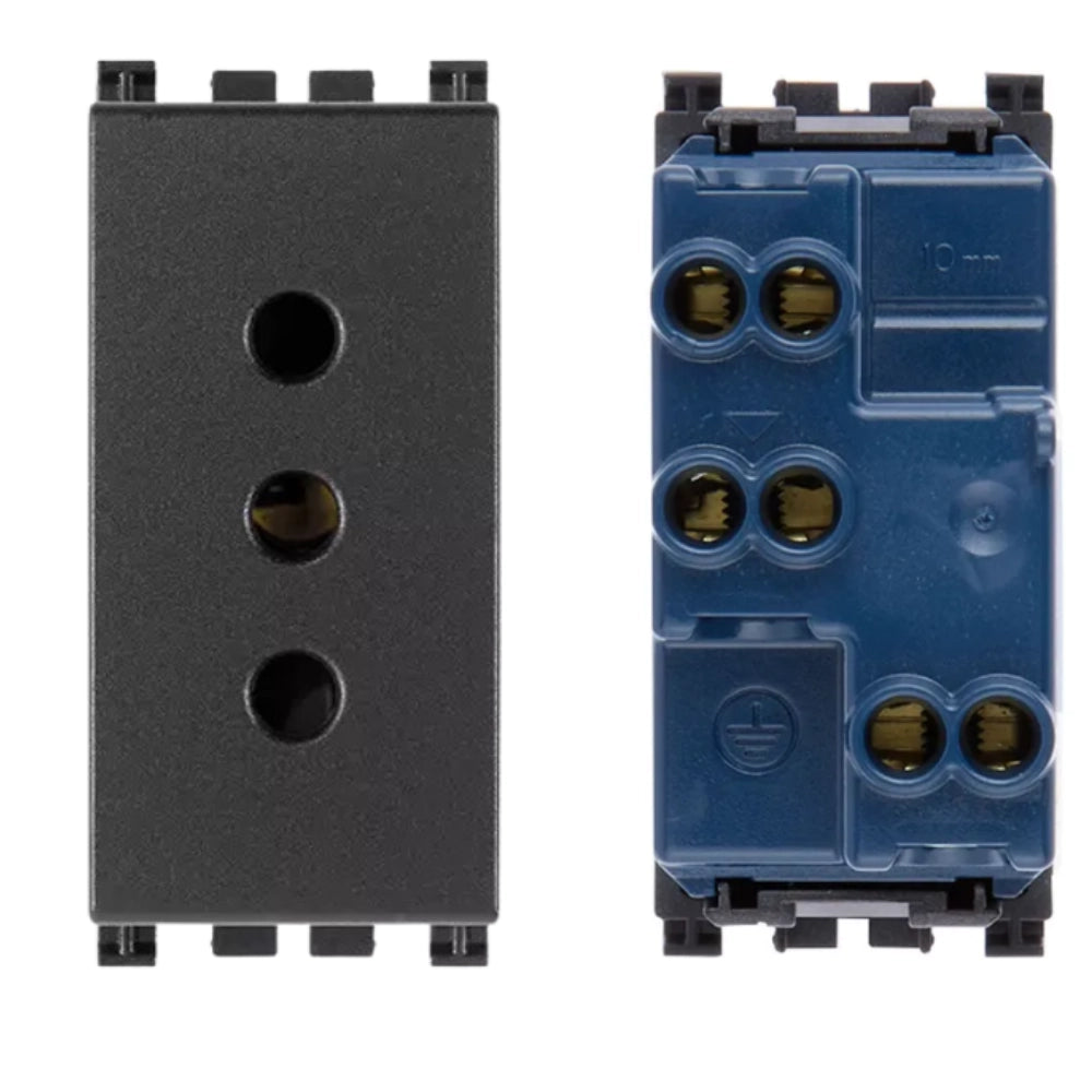 Presa elettrica da incasso vimar arkè sicury 2p+t 10a 250v *** colore grigio, confezione 1