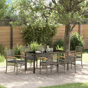 Set da Pranzo per Giardino 7 pcs Grigio polyrattan
