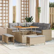 Set Divano da Giardino 9 pcs Beige e Grigio Chiaro polyrattan