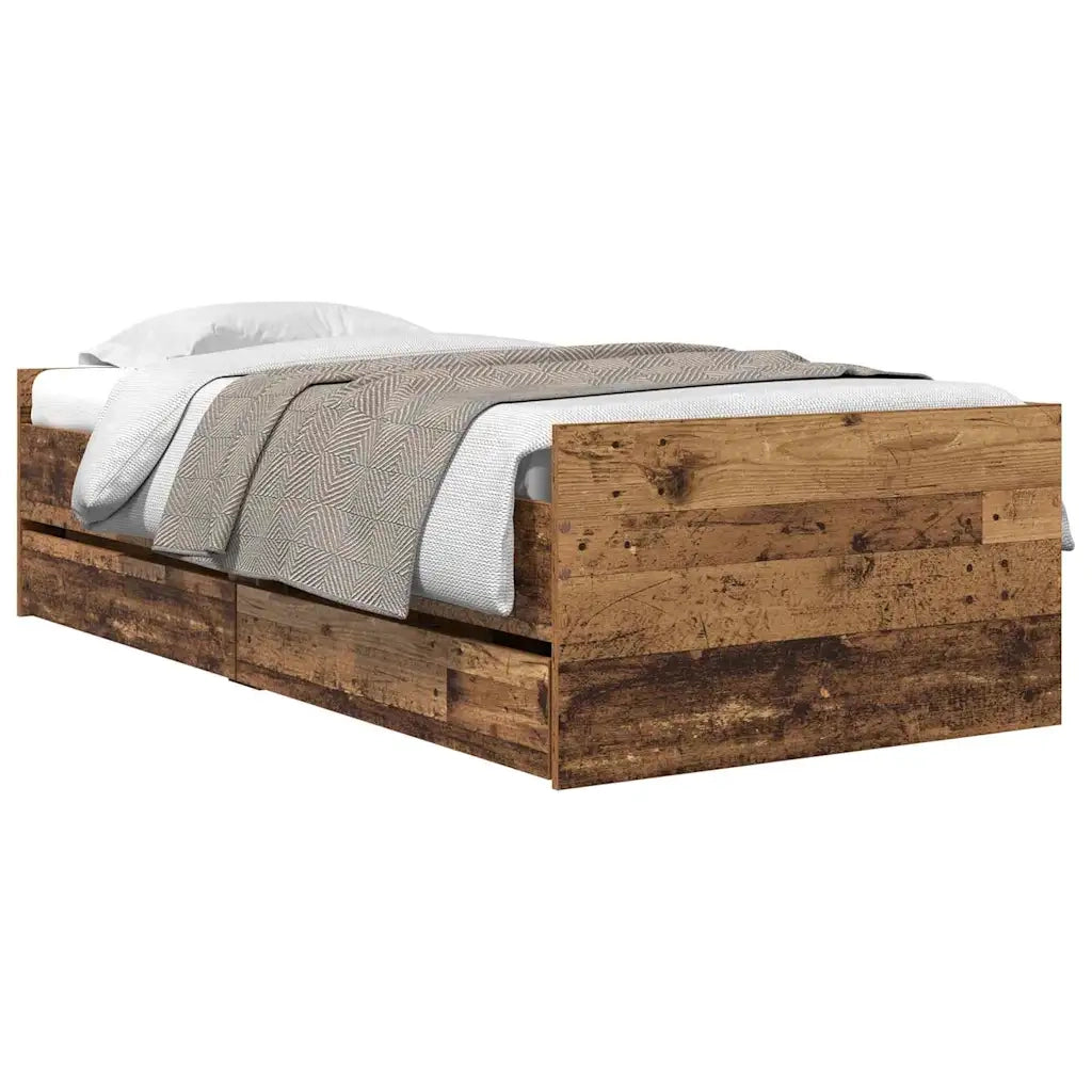 Letto singolo | Letto per adulti | Struttura del letto Legno vecchio 100 x 200 cm Pino massello