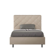 Letto queen size senza rete imbottito 150x190 similpelle tortora Priya