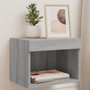 Comodini con Luci LED a Parete 2pz Grigio Sonoma 837124