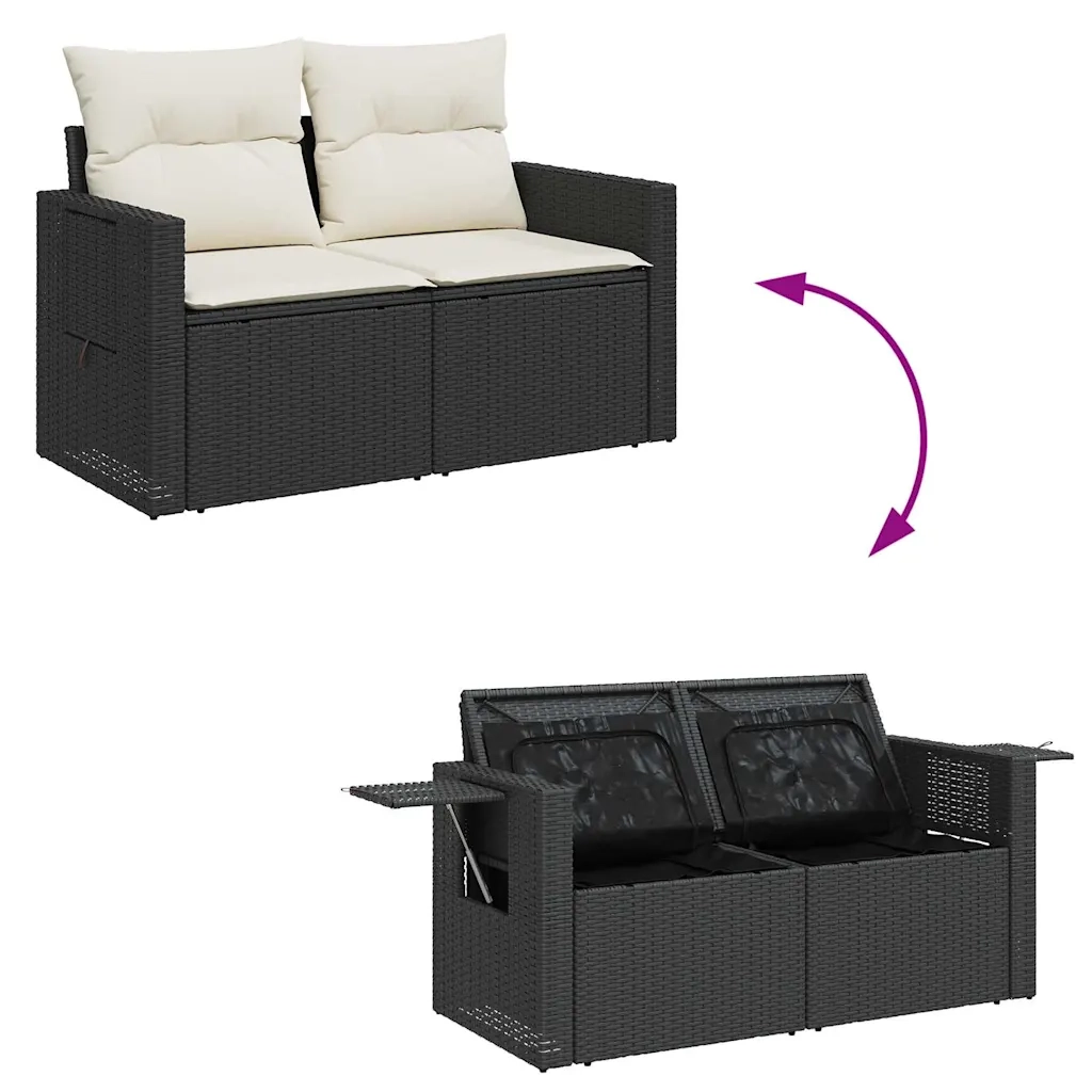 Set Divani da Giardino 5 pz con Cuscini in Polyrattan Nero 3325462
