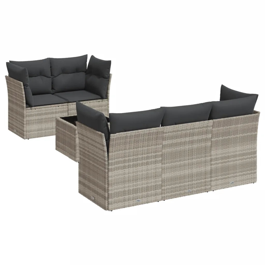 Set Divano da Giardino 6pz con Cuscini Grigio Chiaro Polyrattan 3217252