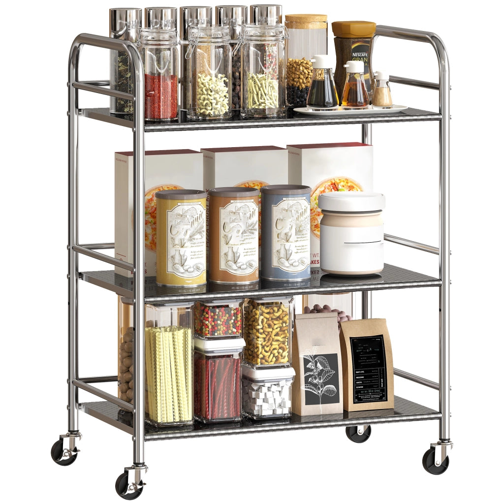 Carrello Multiuso a 4 Livelli ¨C zephmum ¨C Acciaio Inox, 60x35x77 cm