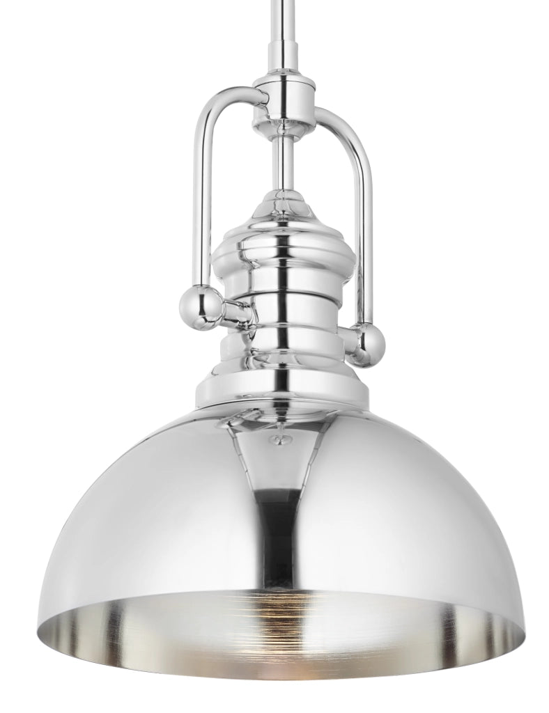 Lampada a sospensione industriale cupola cromata E27 Jupiter