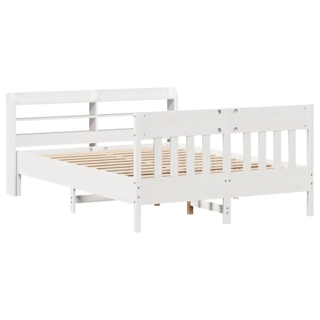 Letto senza Materasso-Struttura Letto Bianco 160x200 cm Legno Massello di Pino 882068