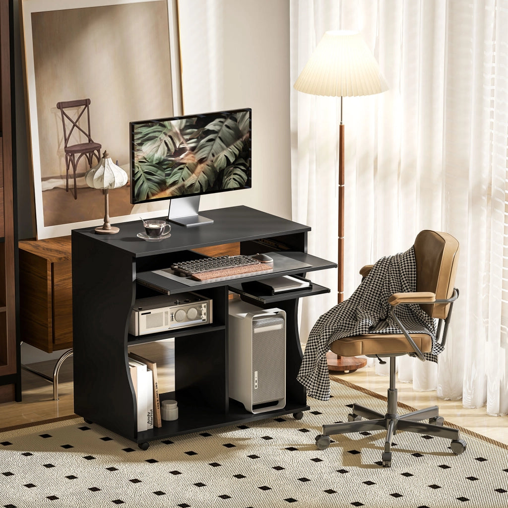 Scrivania con ruote e cassetti ¨C Minimal ¨C Nero 80x48x75 cm
