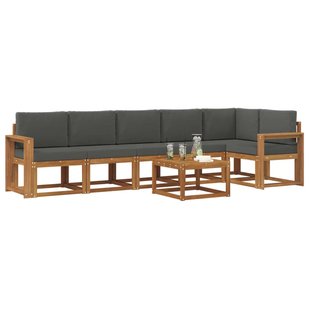 Set di divani da esterno con cuscino 7 pcs Naturale e Antracite 3366505