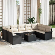 Set Divano da Giardino con cuscino 10 pcs Nero polyrattan 3345527