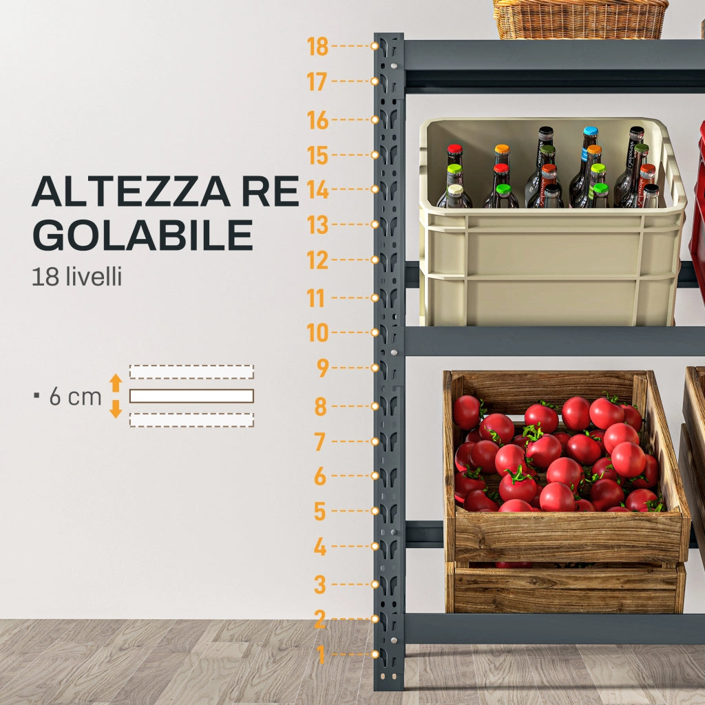 Scaffale per bevande 3 livelli ¨C Xylo ¨C 6 casse, ripiani regolabili, 110x30x110 cm, grigio