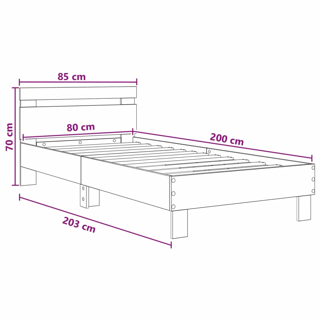 Struttura letto con testata-Giroletto Legno antico 80 x 200 cm 859878
