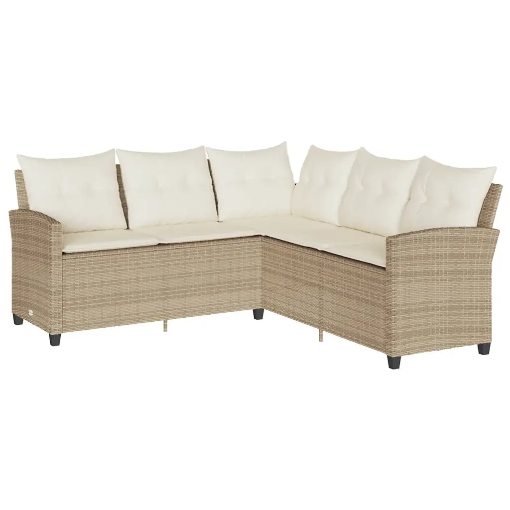 Set Divano da Giardino 6 pz con Cuscini a L Beige in Polyrattan 3213542