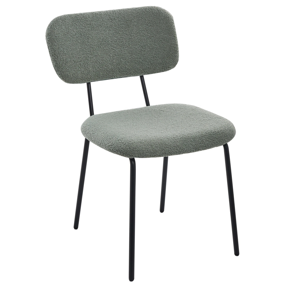 Set di 2 sedie da pranzo imbottite in bouclè verde chiaro Design stile retrò
