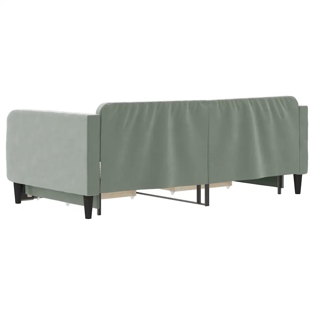 Divano letto | Sof¨¤ letto | Letto singolo Estraibile Cassetti Grigio Chiaro 100x190 Velluto