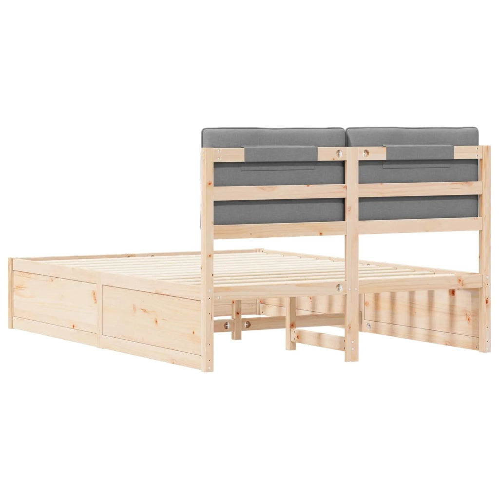 Letto con Testiera Rivestita-Struttura Letto con Testiera Grigio chiaro 135 x 190 cm 413522