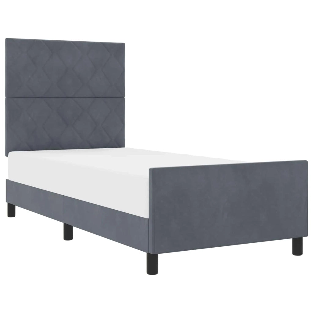 Letto a molle con testiera Grigio scuro 100 x 200 cm Velluto 3344988
