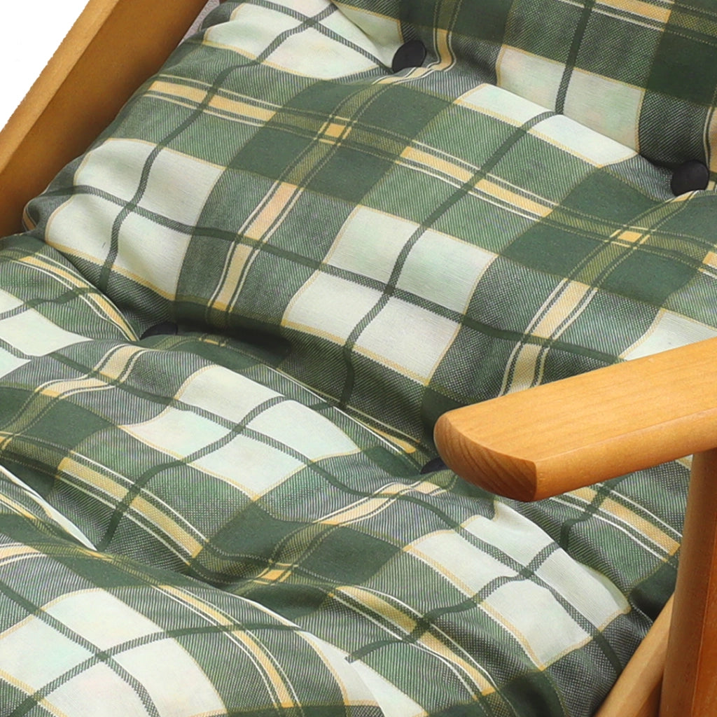 POLTRONA RELAX COMODONA VERDE SCOZZESE IN LEGNO 3 POSIZIONI