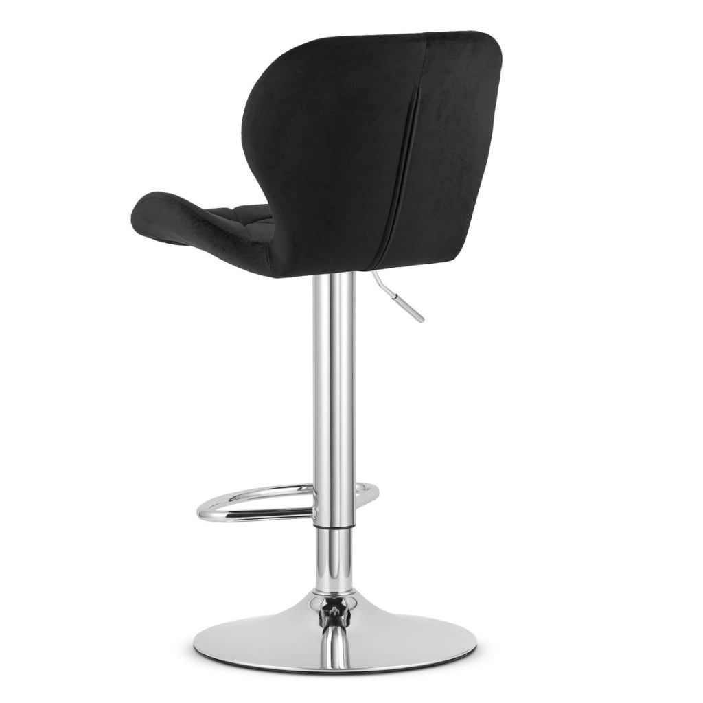 Set di 2 Sgabelli West in Velluto Nero con Base Cromata