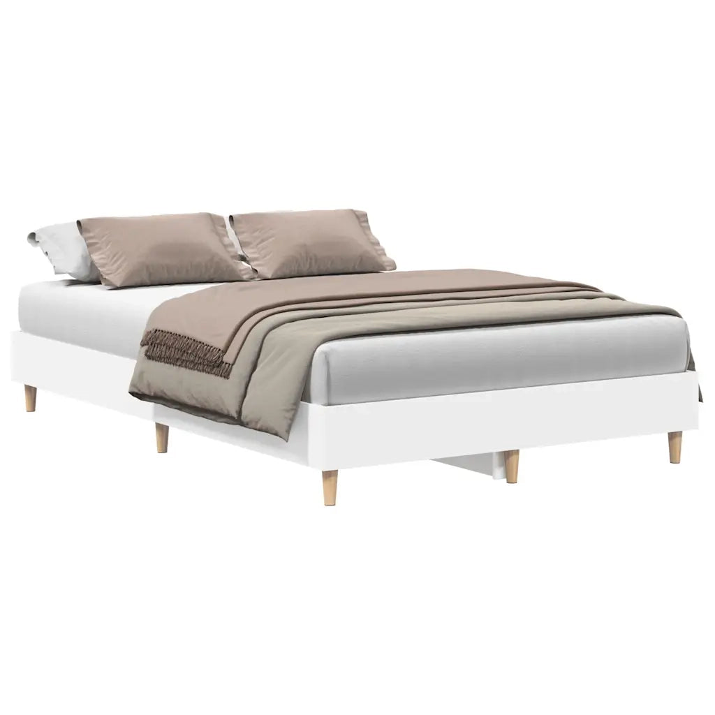 Letto matrimoniale | Letto per adulti | Giroletto senza Materasso Bianco 135x190cm in Legno Multistrato
