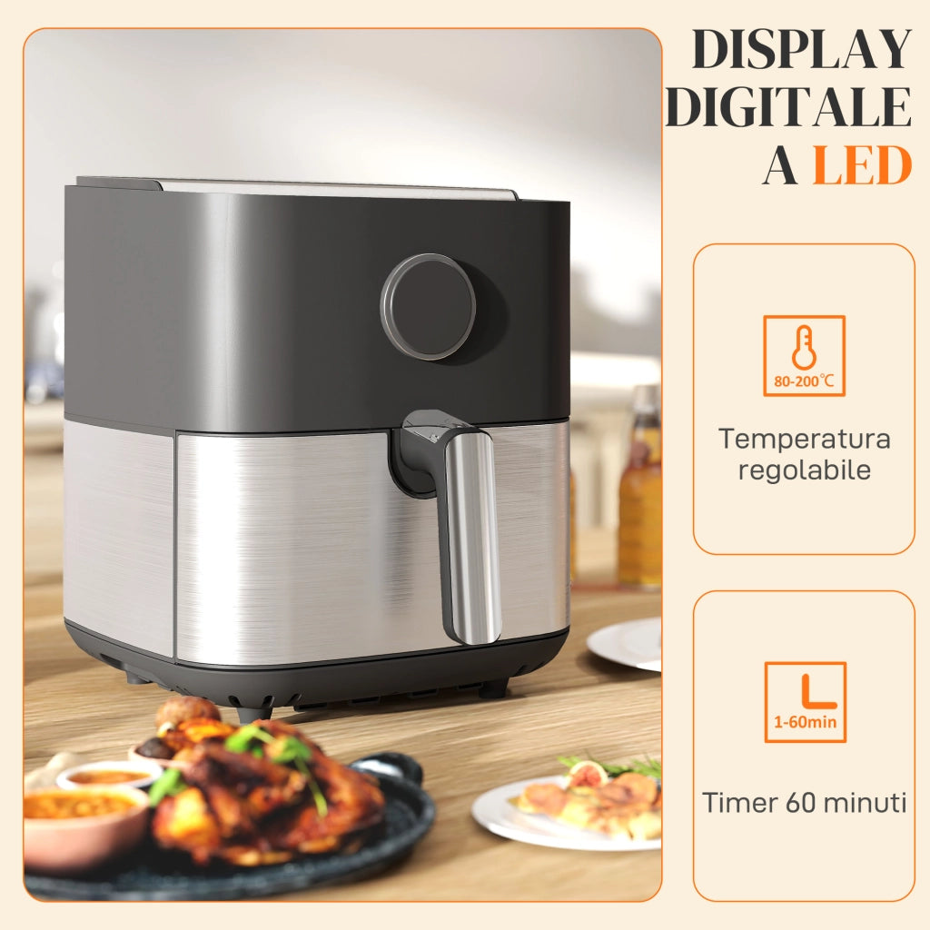 Friggitrice ad Aria 8L ¨C Xylo ¨C 1700W, 8 Programmi, Display LED, Nero