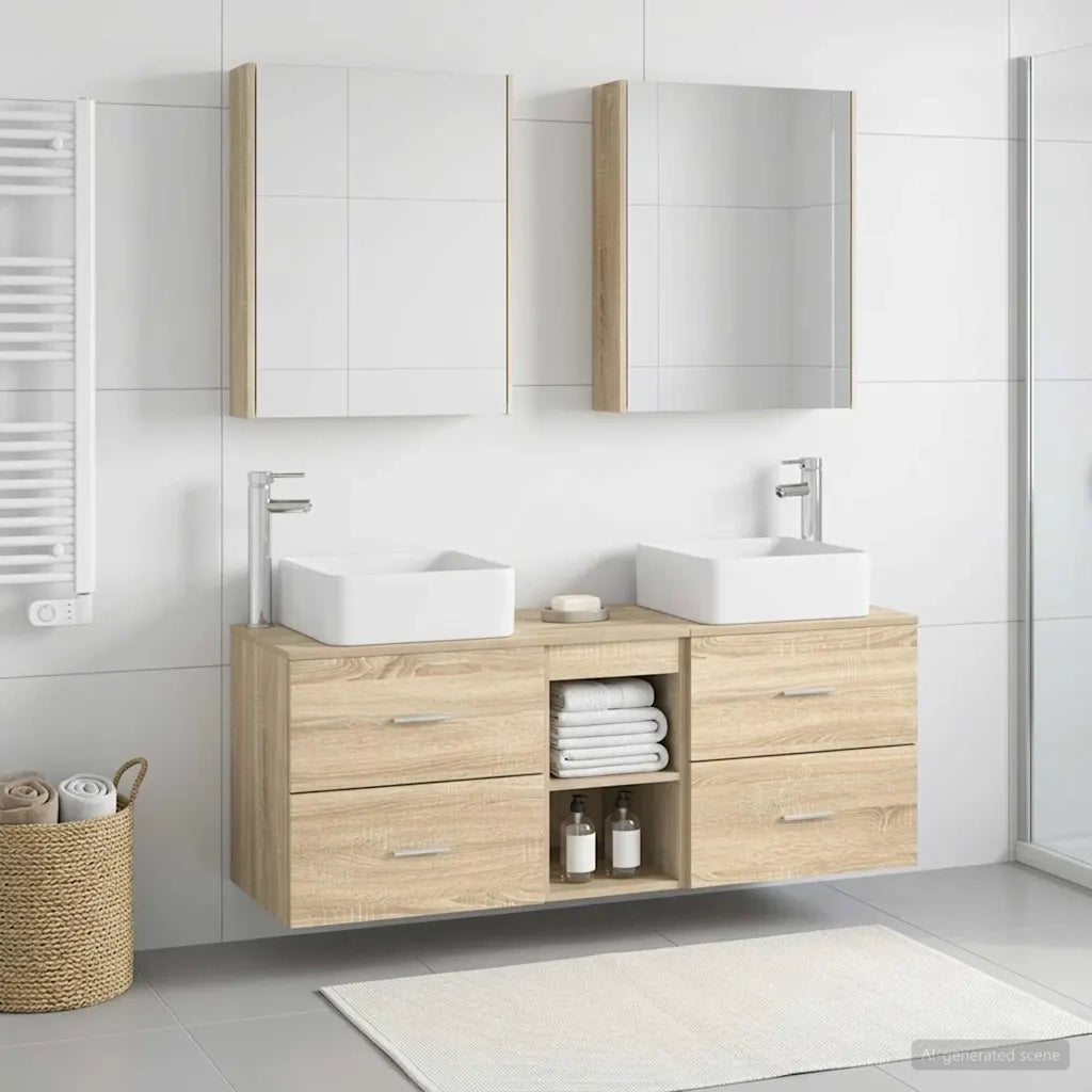 Set di mobili per il bagno 5 pz Rovere Sonoma 3406769