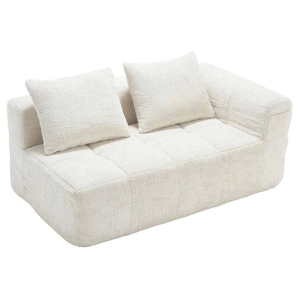 Divano 2 posti - Xylo - pronto uso con cuscino e tasche laterali, beige