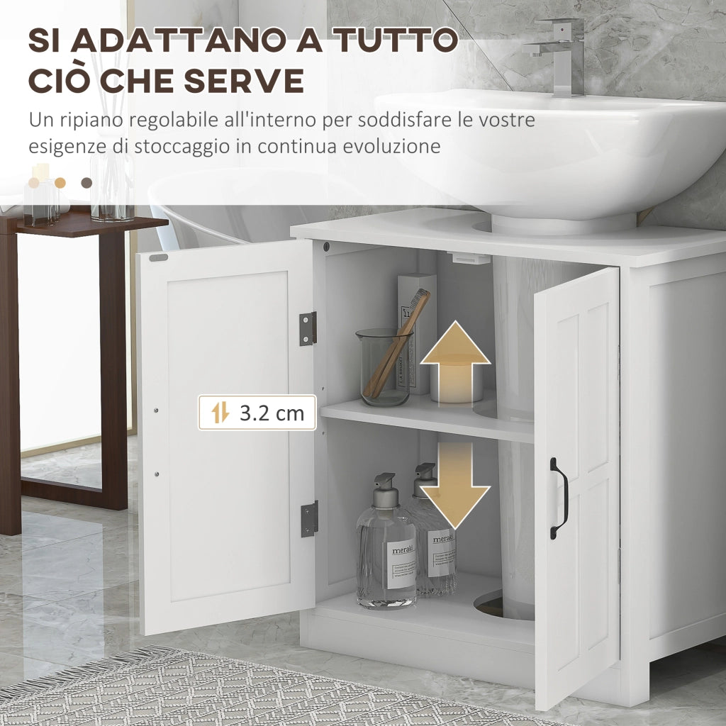 Mobile Sottolavabo con 2 Ante e Scaffale Regolabile ¨C Minimal ¨C Bianco