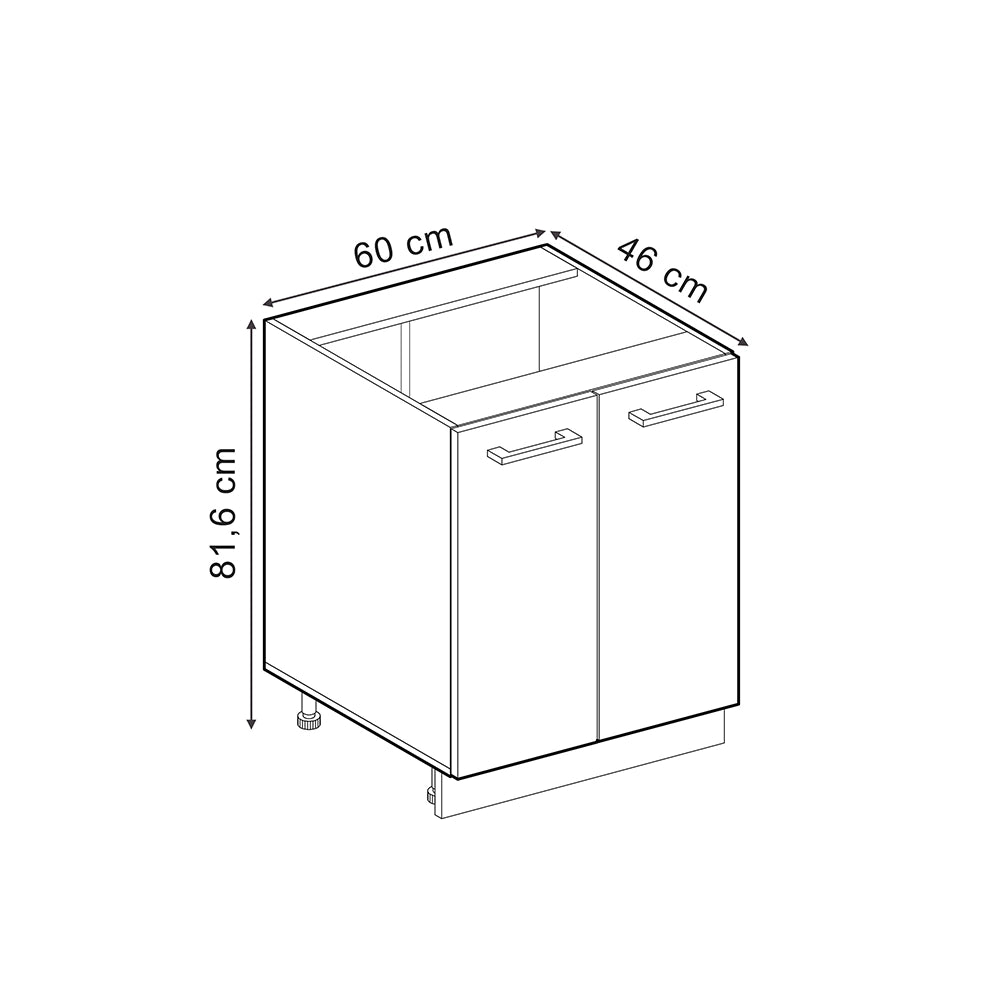 Vicco Mobiletto base cucina Rovere artigianale 60 cm , PL Antracite