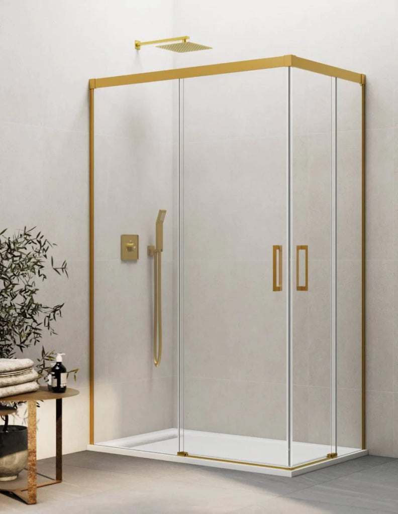Box doccia ingresso angolare 2+2 THALASSA (BASIC) 75x75 cm Oro vetro trasparente