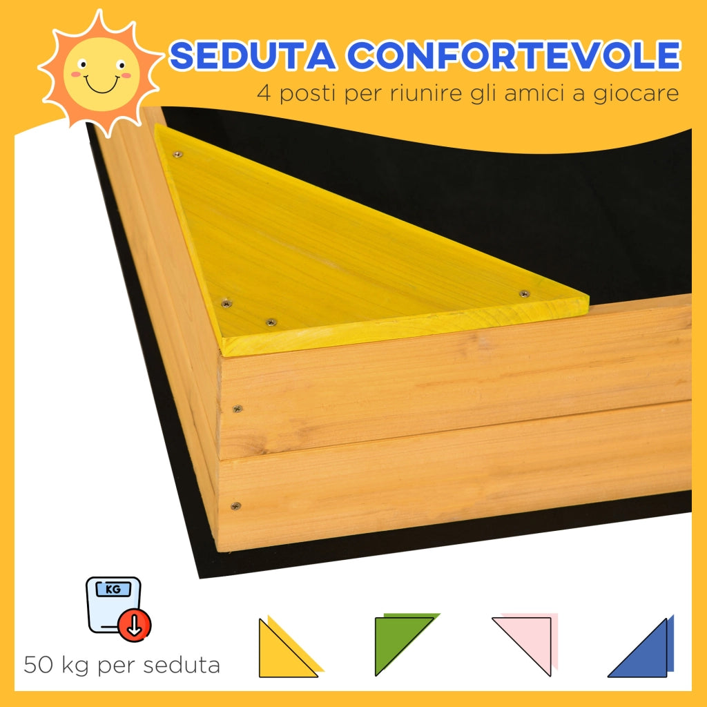 Sabbiera Legno per Bambini ¨C Minimal ¨C 109x109x20 cm