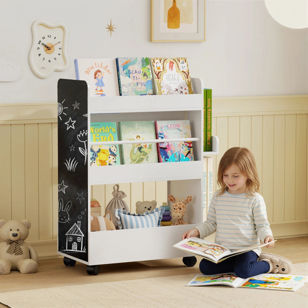 Libreria per Bambini con Ruote e Lavagna ¨C zephmum ¨C Bianco