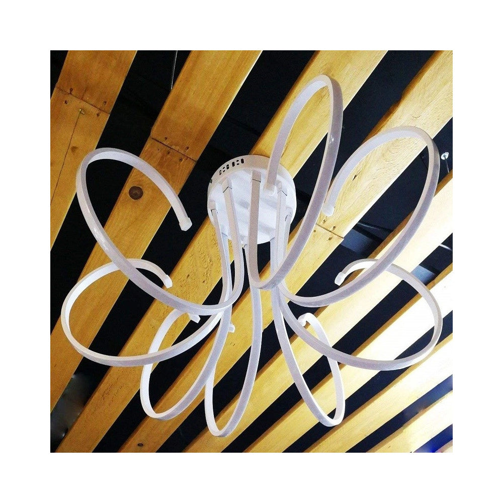 Trade Shop - Lampadario Lampada 8 Neon Luce Led Soffitto Sospensione Pendente Moderno Design -
