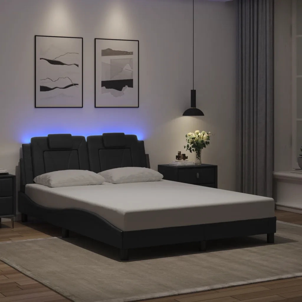 Giroletto Viana con LED senza Materasso Nero 140x190 cm 3214015