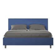 BS COM Letto matrimoniale senza rete imbottito 160x200 similpelle blu