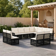 Set Divano da Giardino 11 pz Nero polyrattan 3434863