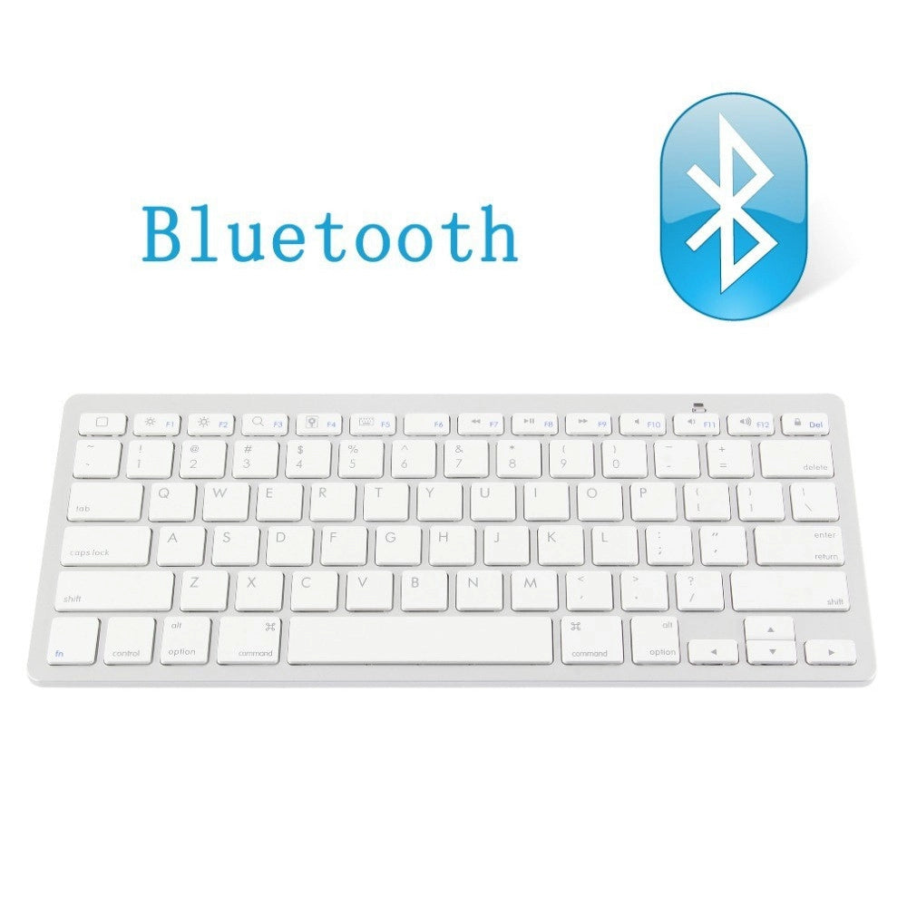 Trade Shop - Tastiera Qwerty Bluetooth Wireless Per Tablet Smartphone Smart Tv Pc Bianca Slim -