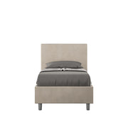 BS COM Letto singolo contenitore imbottito 90x190 microfibra sabbia