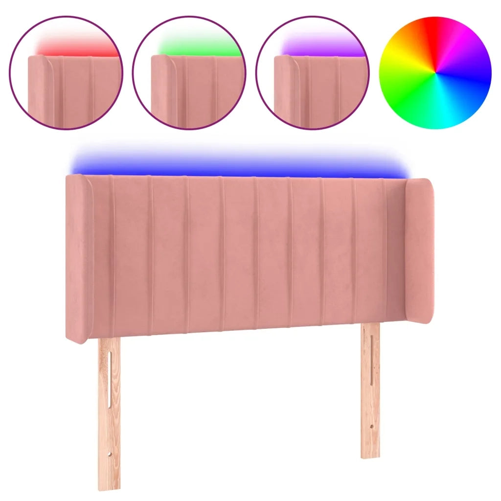 Testiera a LED-Testata con LED Rosa 83x16x78/88 cm in Velluto 944267