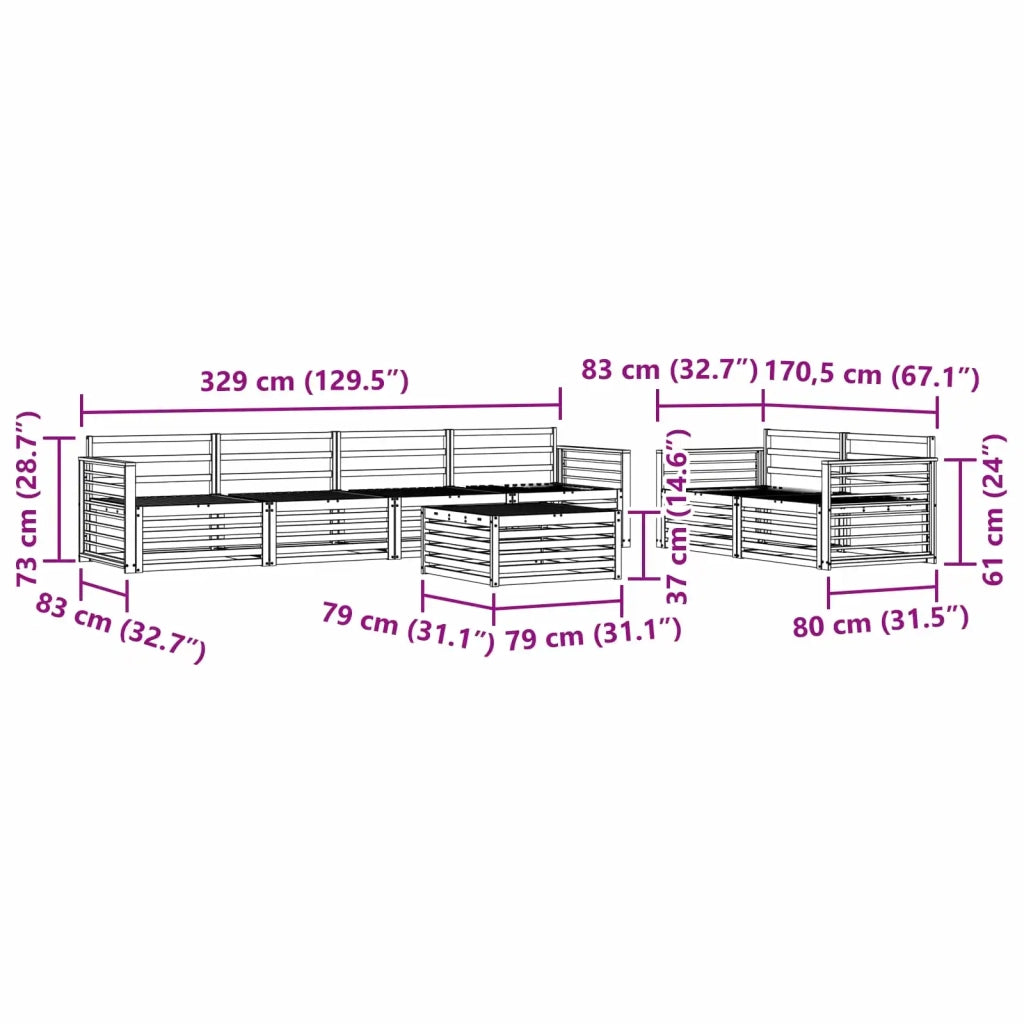 Set di divani da esterno 7 pcs Naturale 3373069