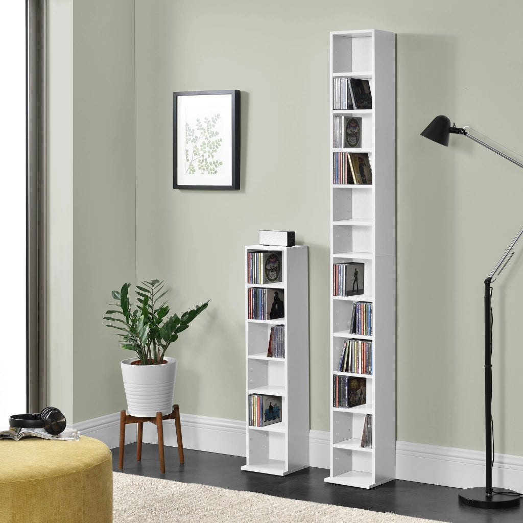 Scaffale a Colonna Tynset con 12 Scomparti per CD DVD 175x20x20 cm Bianco [en.casa]