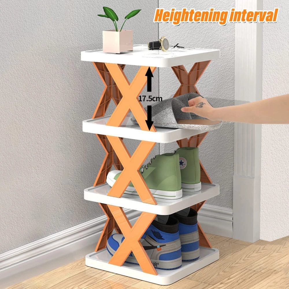 Trade Shop - Organizer Per Scarpiera Verticale Montaggio Rapido 7 Livelli Ripiano Pieghevole -