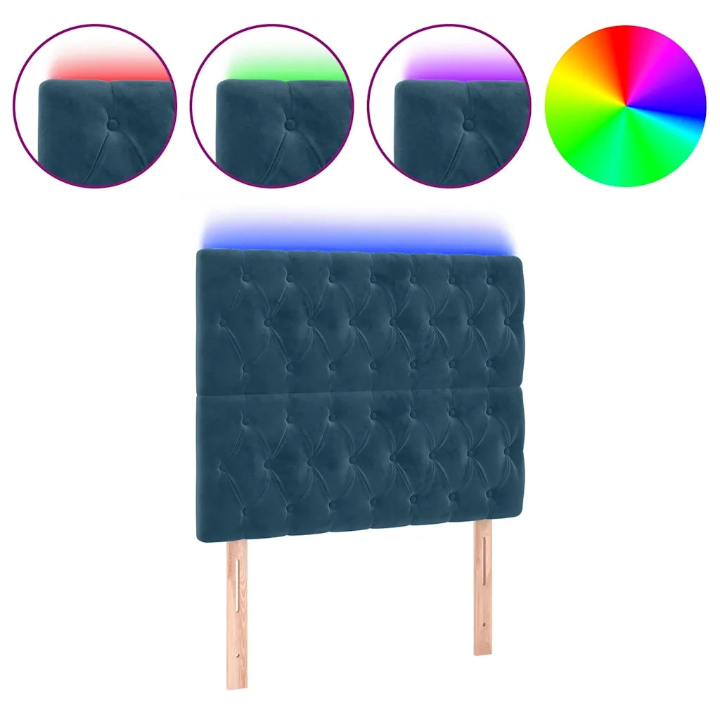 Testiera a LED Blu Scuro 100x7x118/128 cm in Velluto 3122806