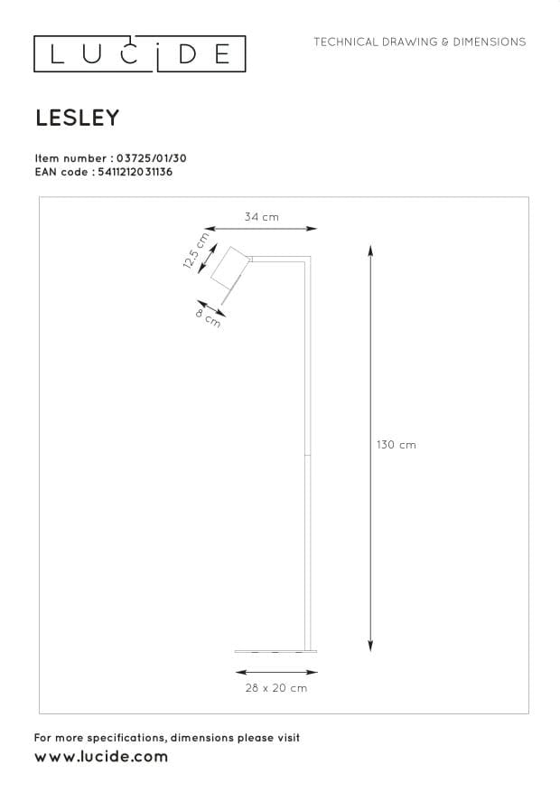 Lampada da terra Lucide Lesley nera GU10 35W 128cm