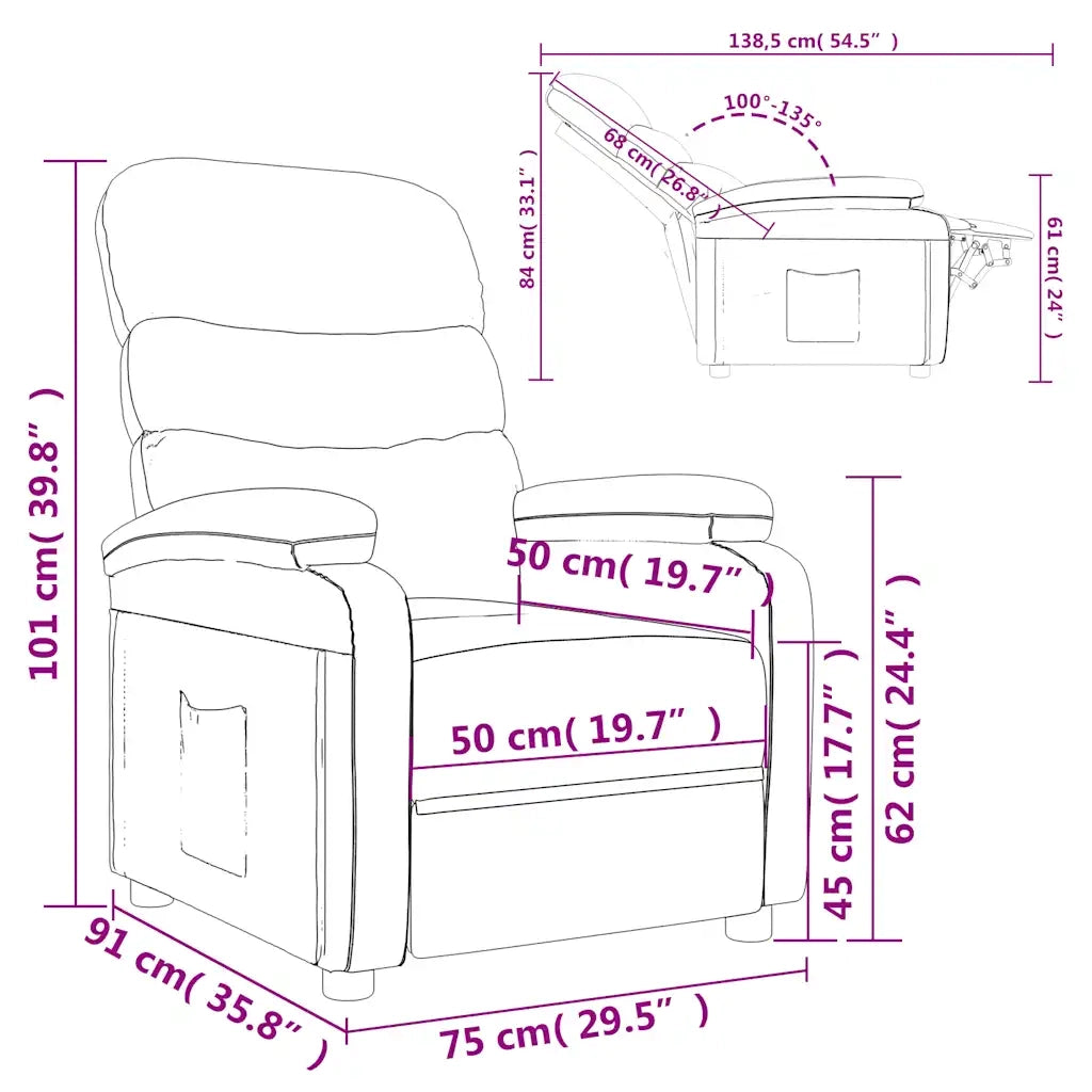 Poltrona Reclinabile Nera in Similpelle 342686