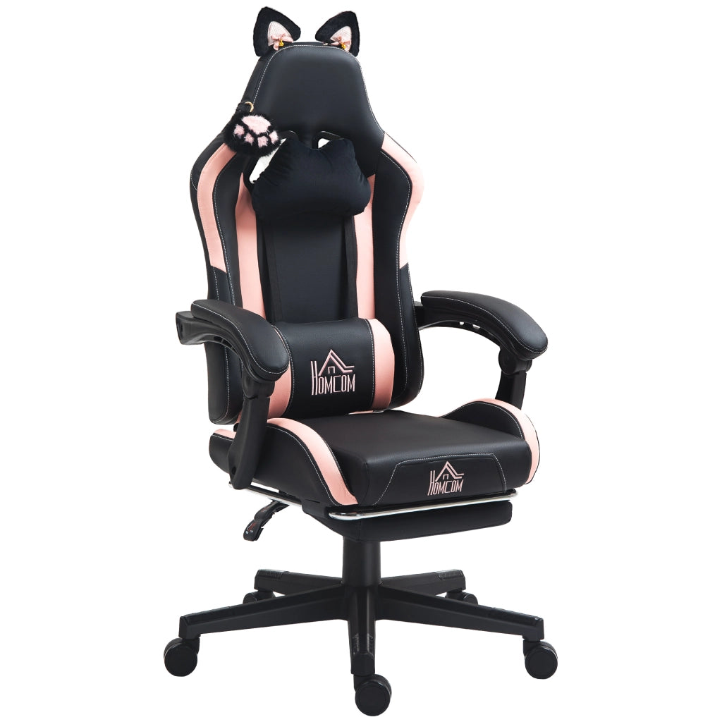 Sedia Gaming Reclinabile con Poggiapiedi ¨C Xylo ¨C Finta Pelle Rosa e Nero 65x62x116-124 cm