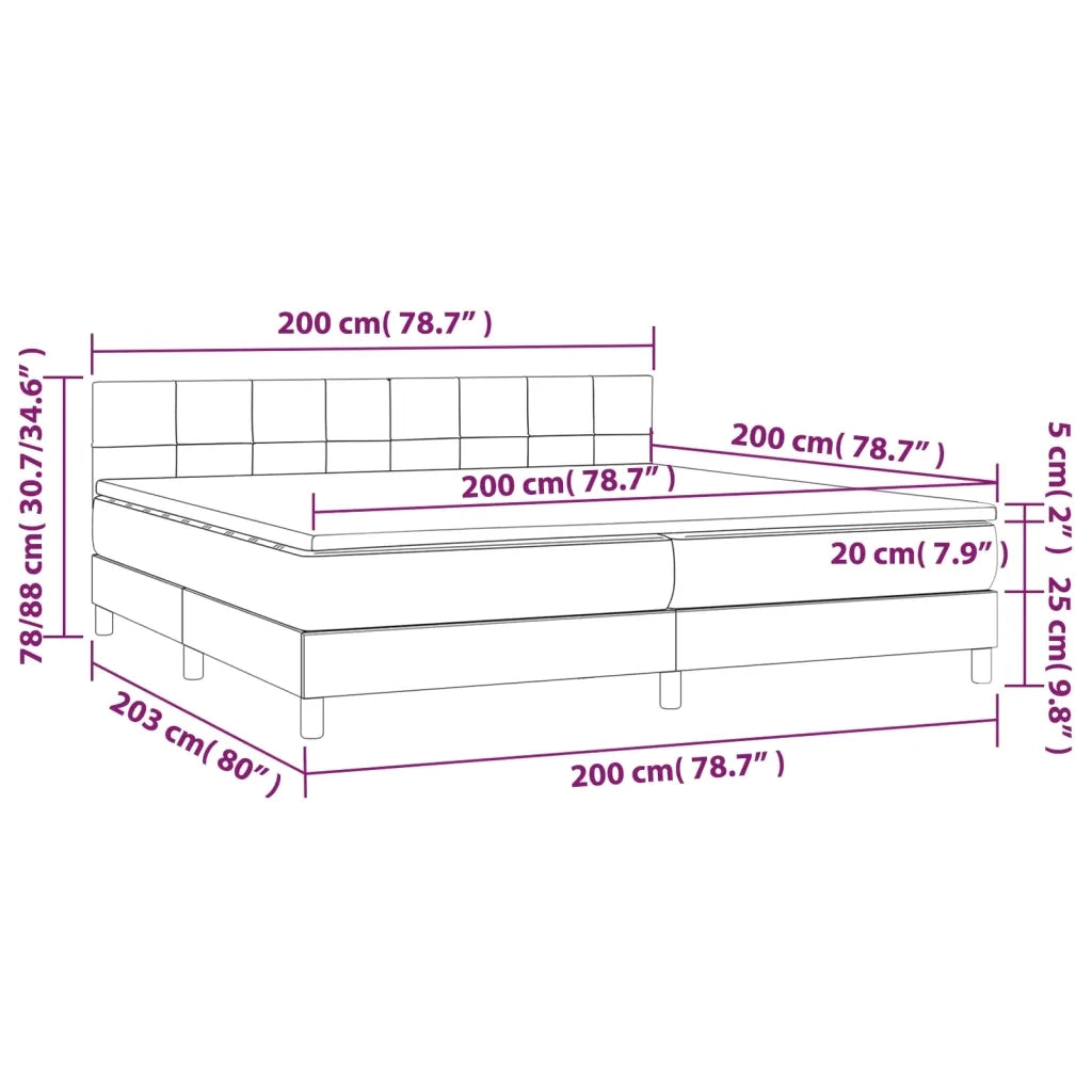 Giroletto a Molle con Materasso Tortora 200x200 cm in Tessuto 3140645